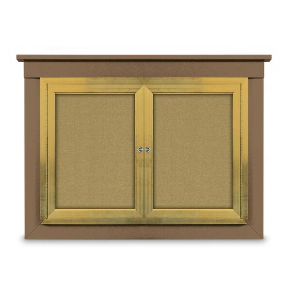 18"x24" 1-Door Enclosed Letterboard, Header, Black Felt/Walnut